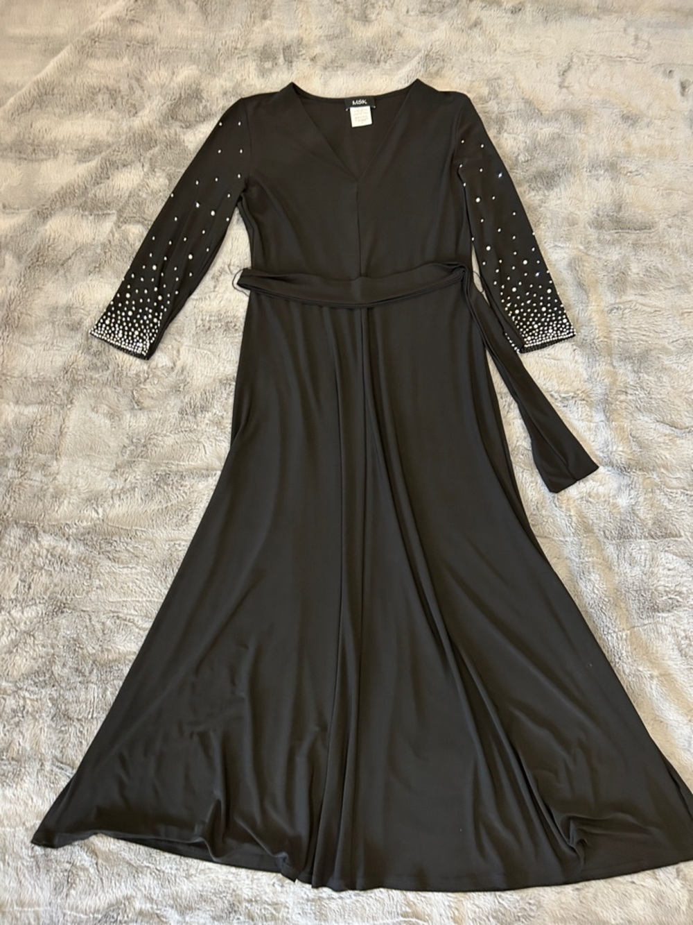 MSK Black Dress with Embellished Sleeve Details
